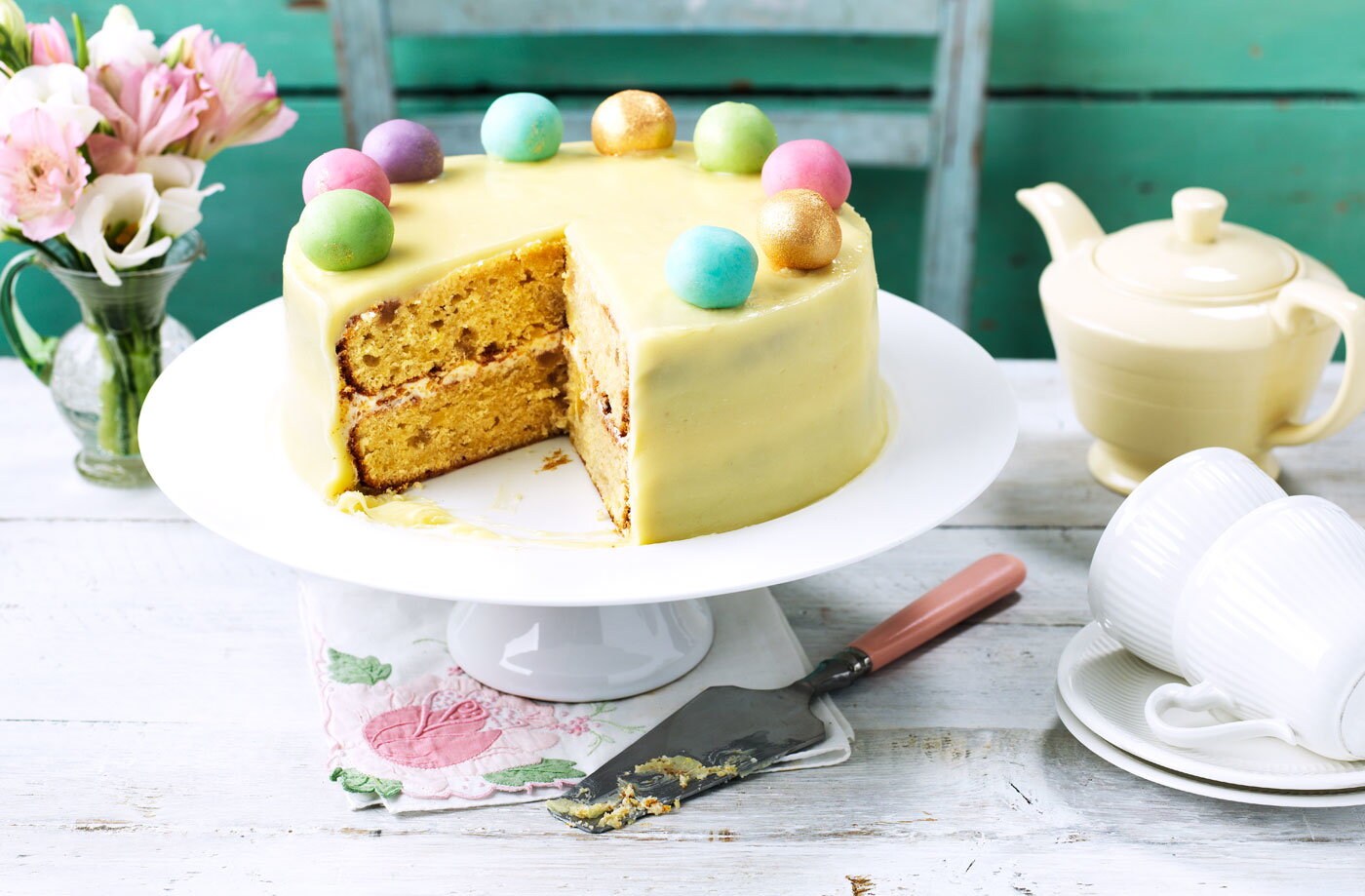 Lemon, ginger and almond simnel-style cake