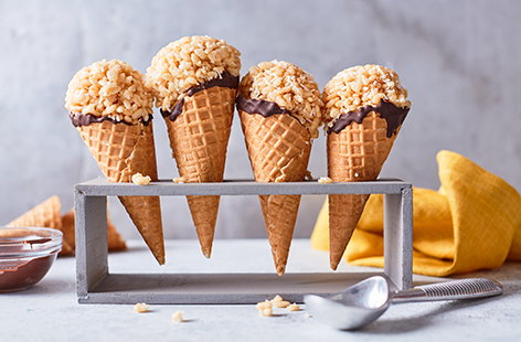 Image of "Coconut rice crispy ice cream cones"