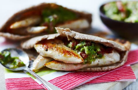 Image of "Wholemeal pitta with chicken goujons"
