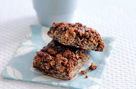 Image of "Peanut butter and choc-chip flapjacks "