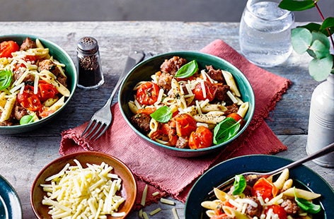 Image of "Crispy sausage and tomato pasta"