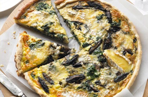 Spinach, mushroom and Brie tart