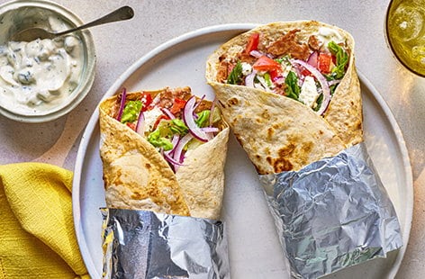 Image of "Greek smash kebab wraps"