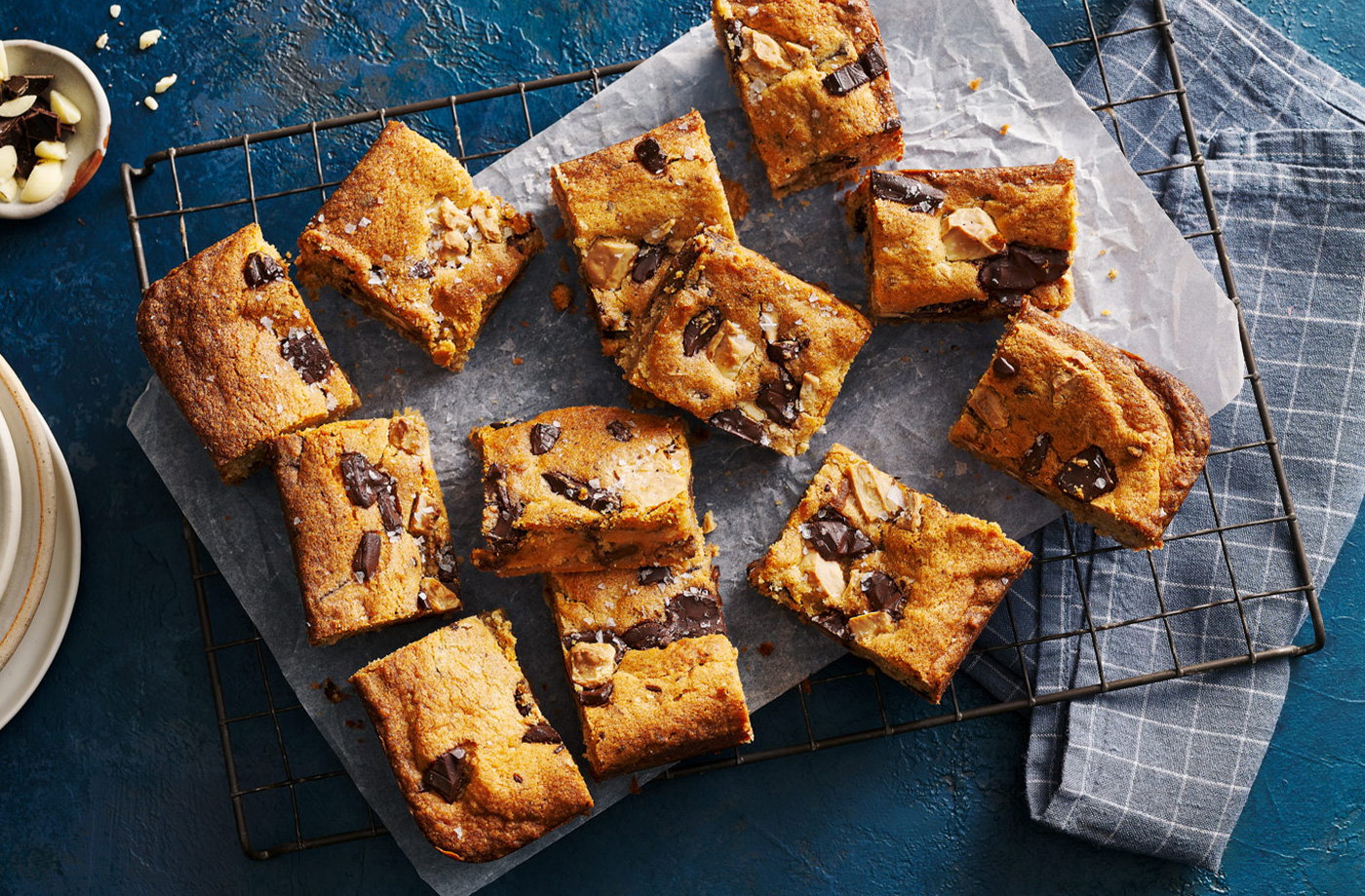Vegan salted miso blondies