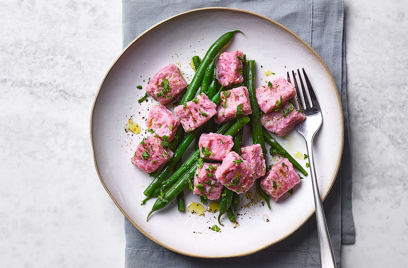Cheat’s beetroot gnocchi