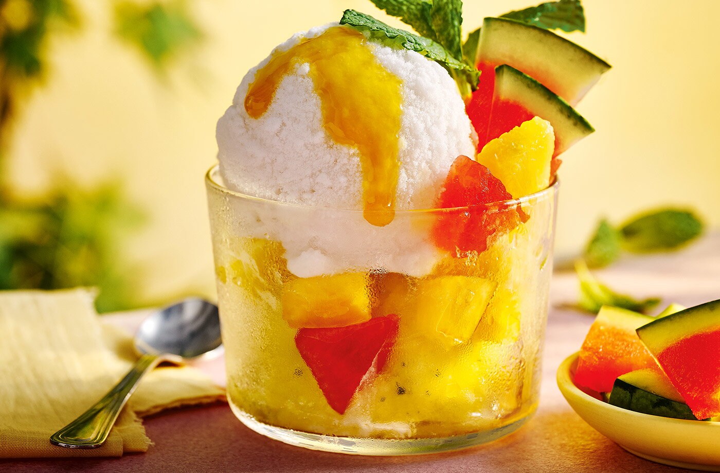 Tropical sorbet sundae