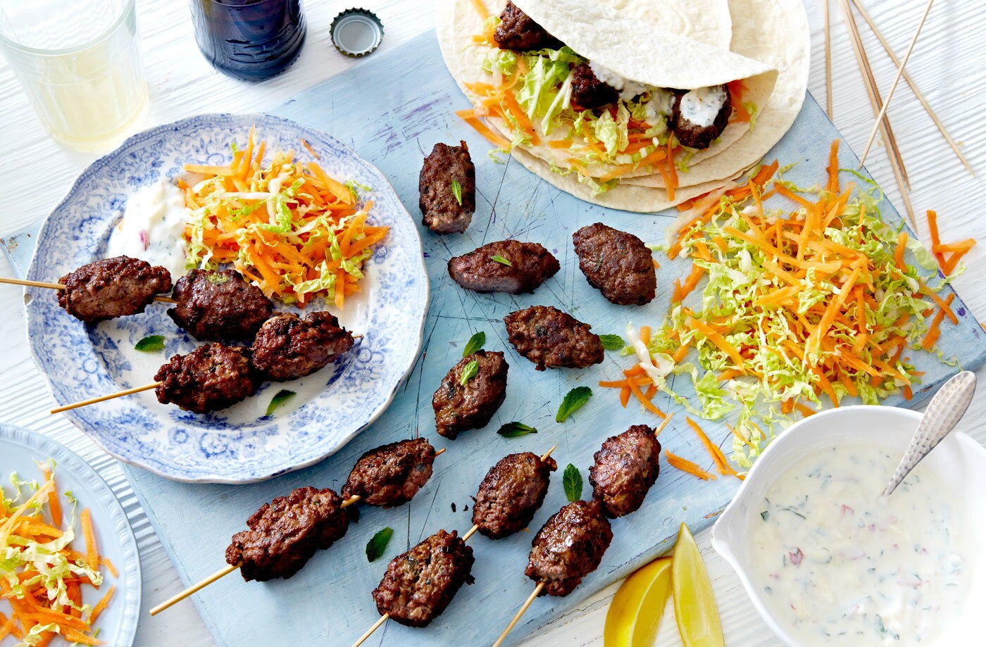 Beef kofte with apple raita