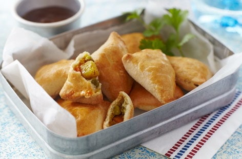 Image of "Vegetable samosas with mango chutney"