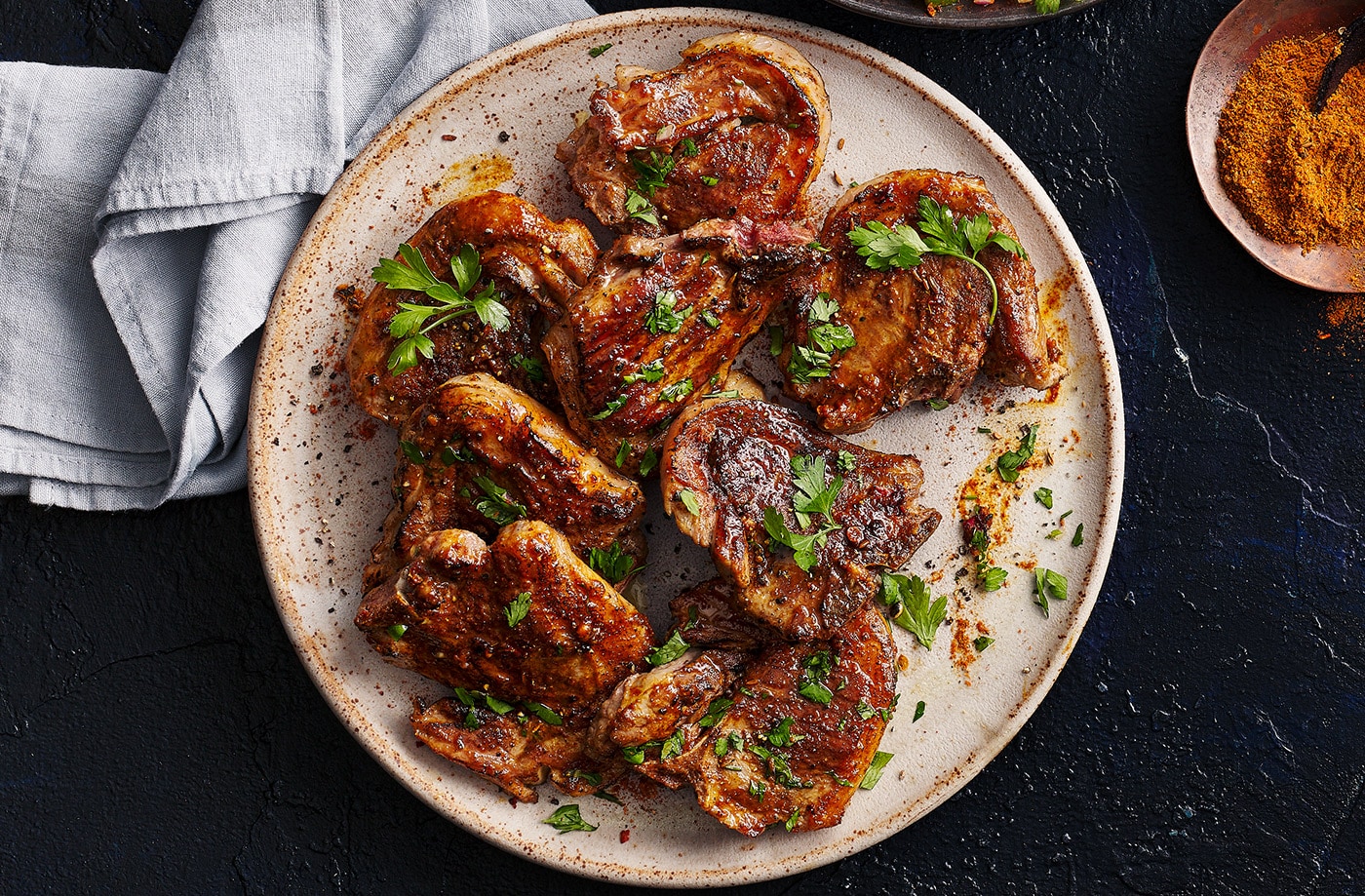 Ras el hanout-glazed lamb chops