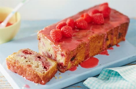 Image of "Lemon and raspberry loaf with raspberry icing"
