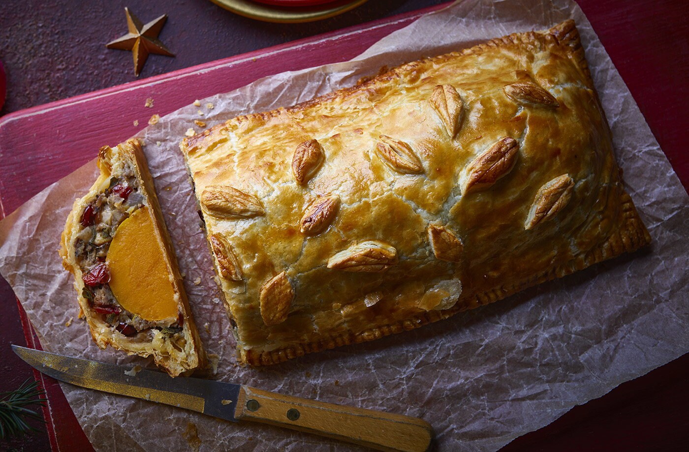 Squash, cranberry and mushroom wellington