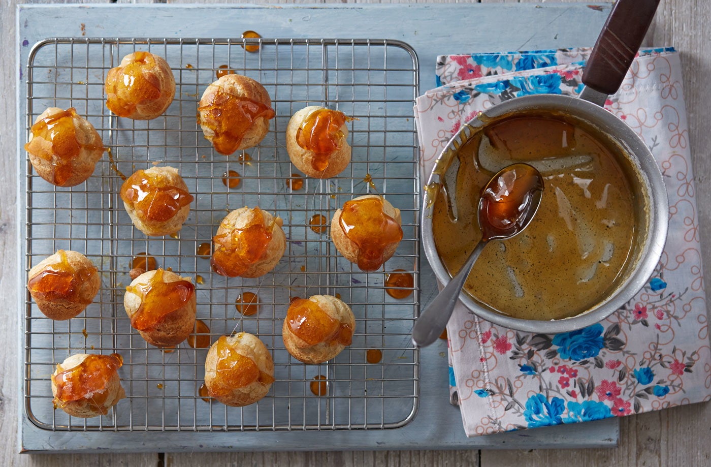 Salted caramel choux buns