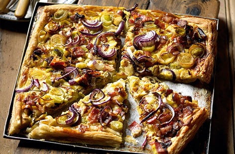 Image of "Gruyère and bacon pastry tart"