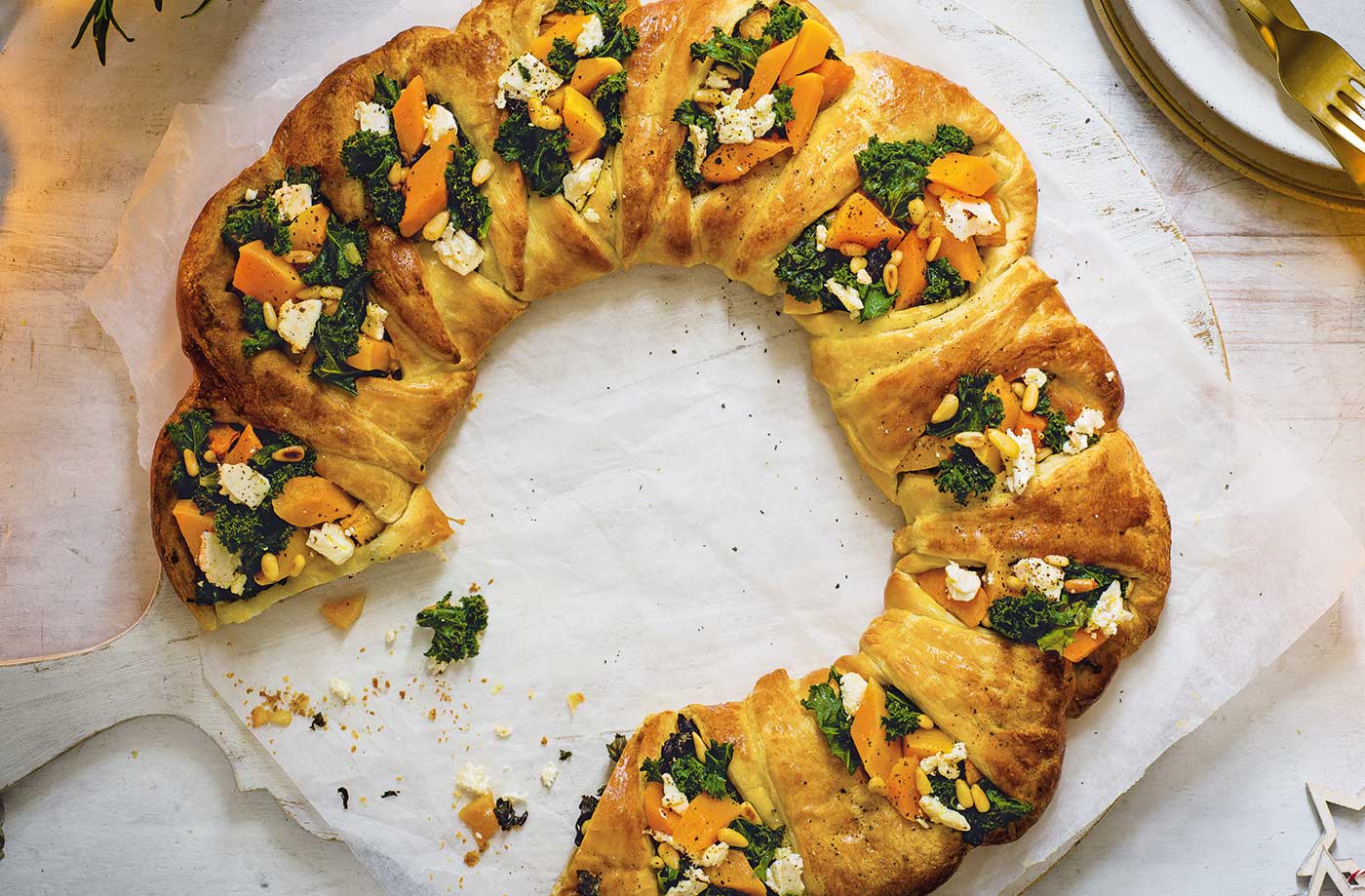 Squash and kale wreath