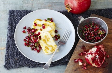 Image of "Griddled halloumi salad with pomegranate salsa"