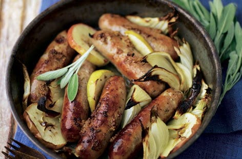 Image of "Apple and sausage one-pan roast"