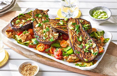 Image of "Miso aubergine summer salad"