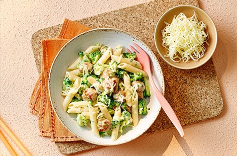 Image of "Creamy broccoli and sausage pasta"