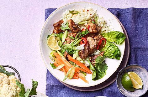 Image of "Sticky chicken and cauliflower rice bowls"