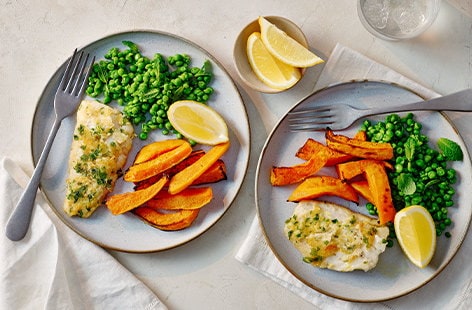 Image of "Herby fish and butternut squash 'fries'"