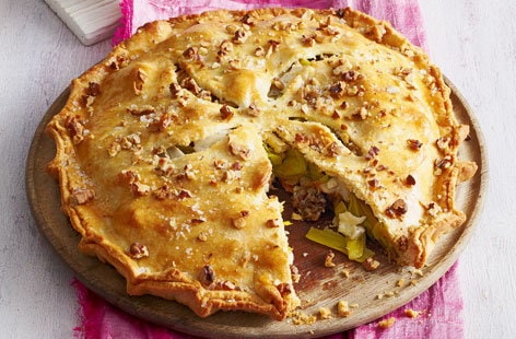 Image of "Cheese, leek and walnut pie"