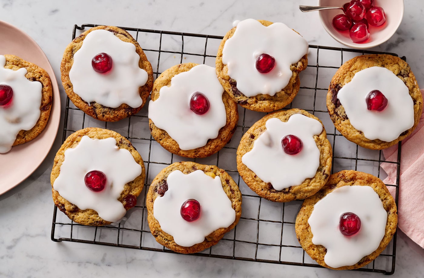 Cherry Bakewell cookies