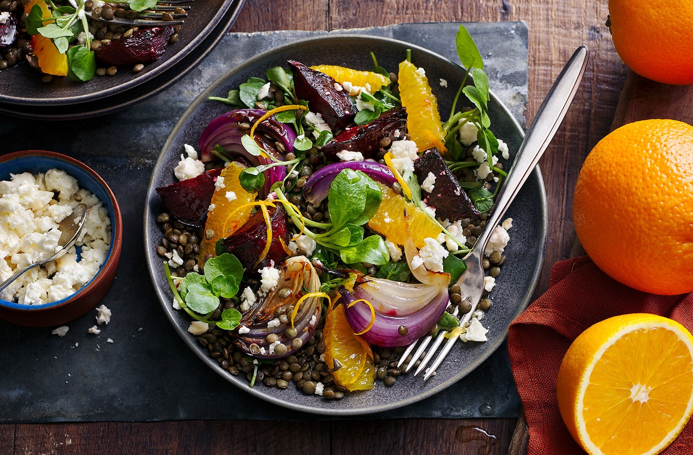 Seville orange, beetroot and feta salad