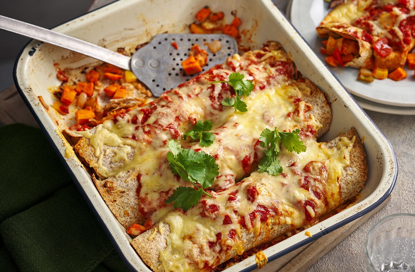 Sweet potato and pepper enchiladas