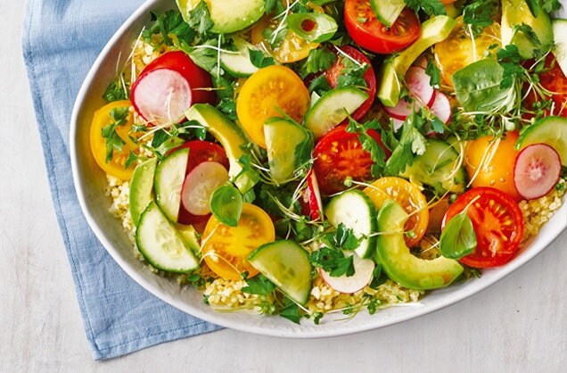Herby tomato, avocado and bulgur wheat salad