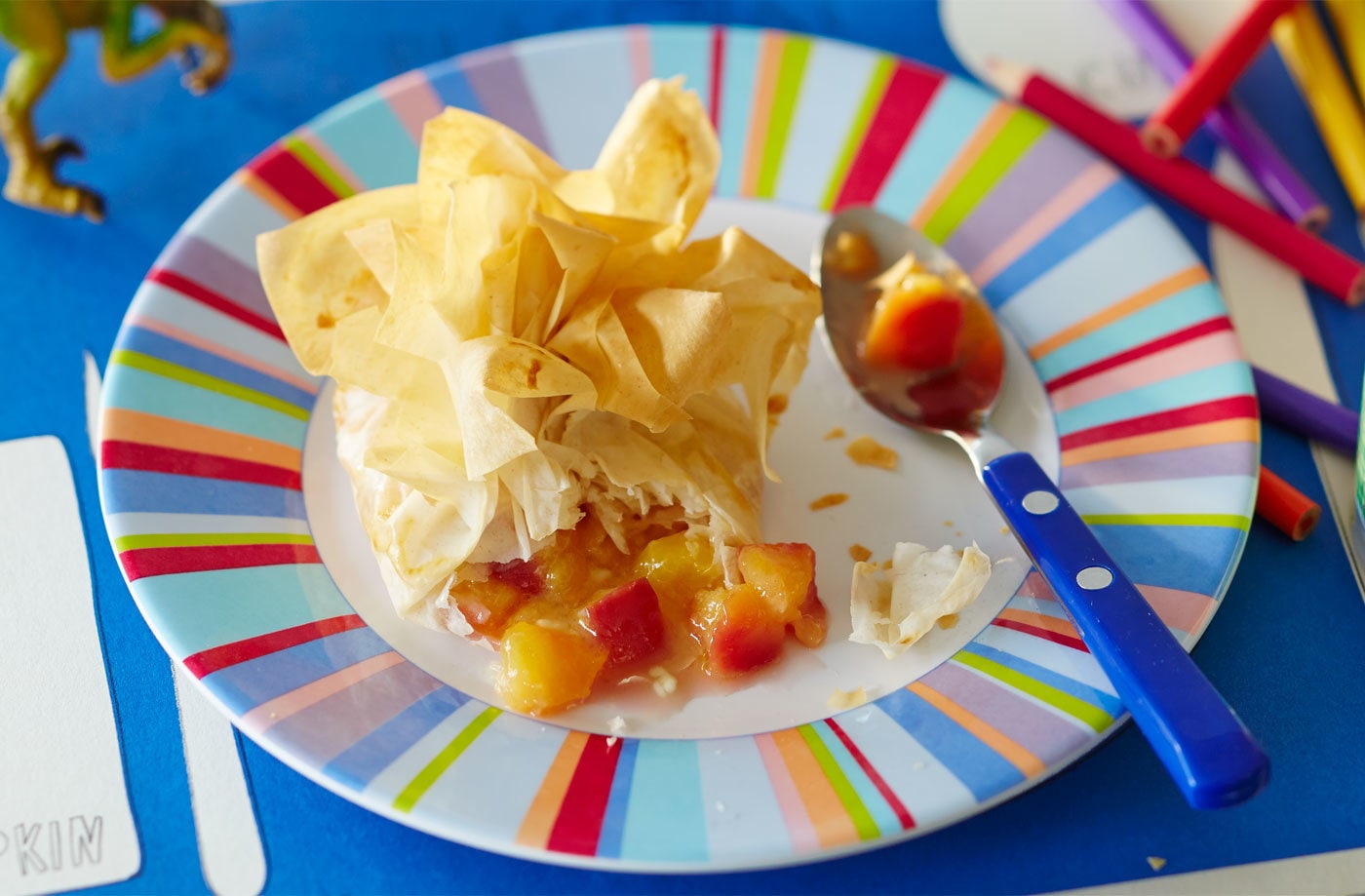 Nectarine and white chocolate money bags