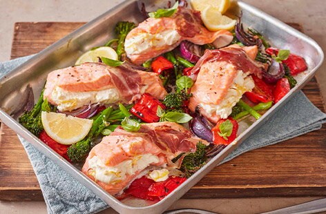 Image of "Creamy stuffed salmon with Parma ham"
