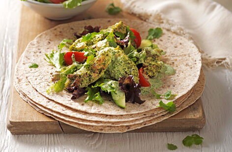 Image of "Green chicken tikka wraps"