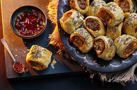 Image of "Mini stuffing and chutney sausage rolls"