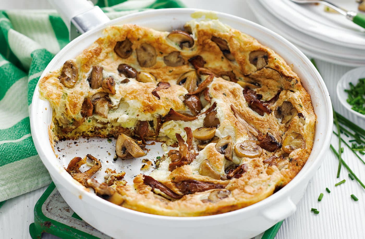 Souffléd mushroom and chive omelette
