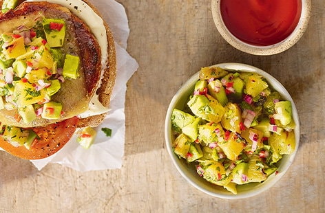 Image of "Griddled avocado and pineapple salsa"