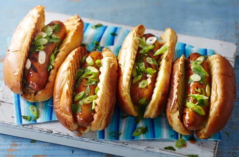 Image of "Spicy hot dogs with sweet and sour glaze"