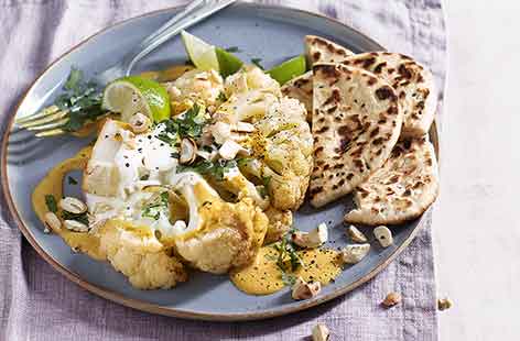 Image of "Whole roasted korma cauliflower "