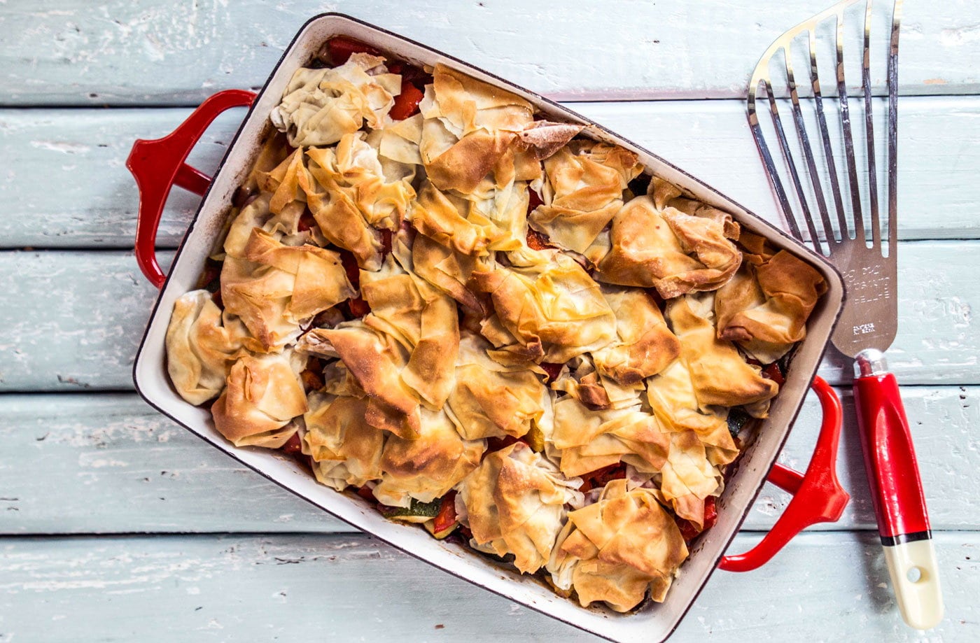 Filo-crunch pepper pie