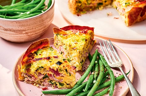 Image of "Leek and bacon tortilla quiche"