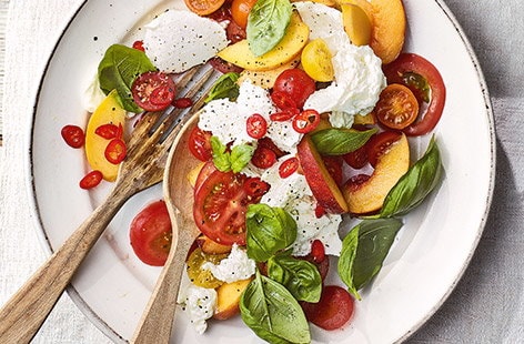 Image of "Mozzarella, peach and tomato salad"