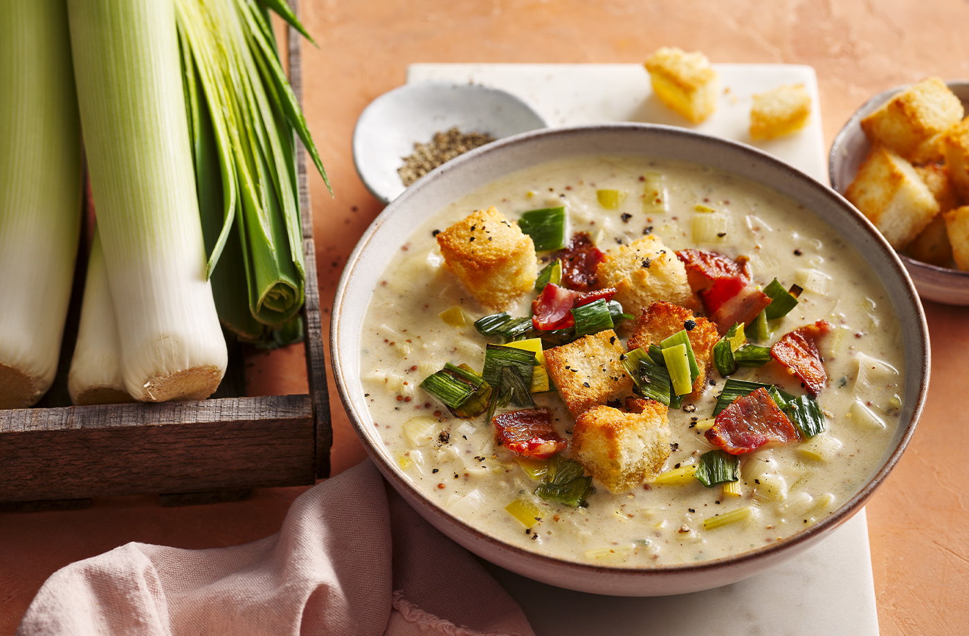 Leek and cheese soup