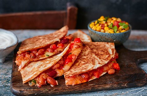 Image of "Bean quesadillas with sweetcorn salsa"