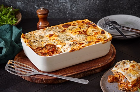 Image of "Mushroom, spinach and blue cheese lasagne"