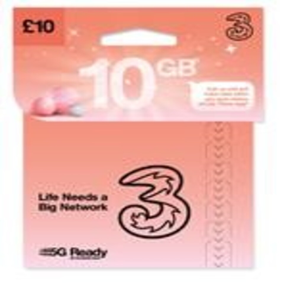 Three £10Pay as you go SIM