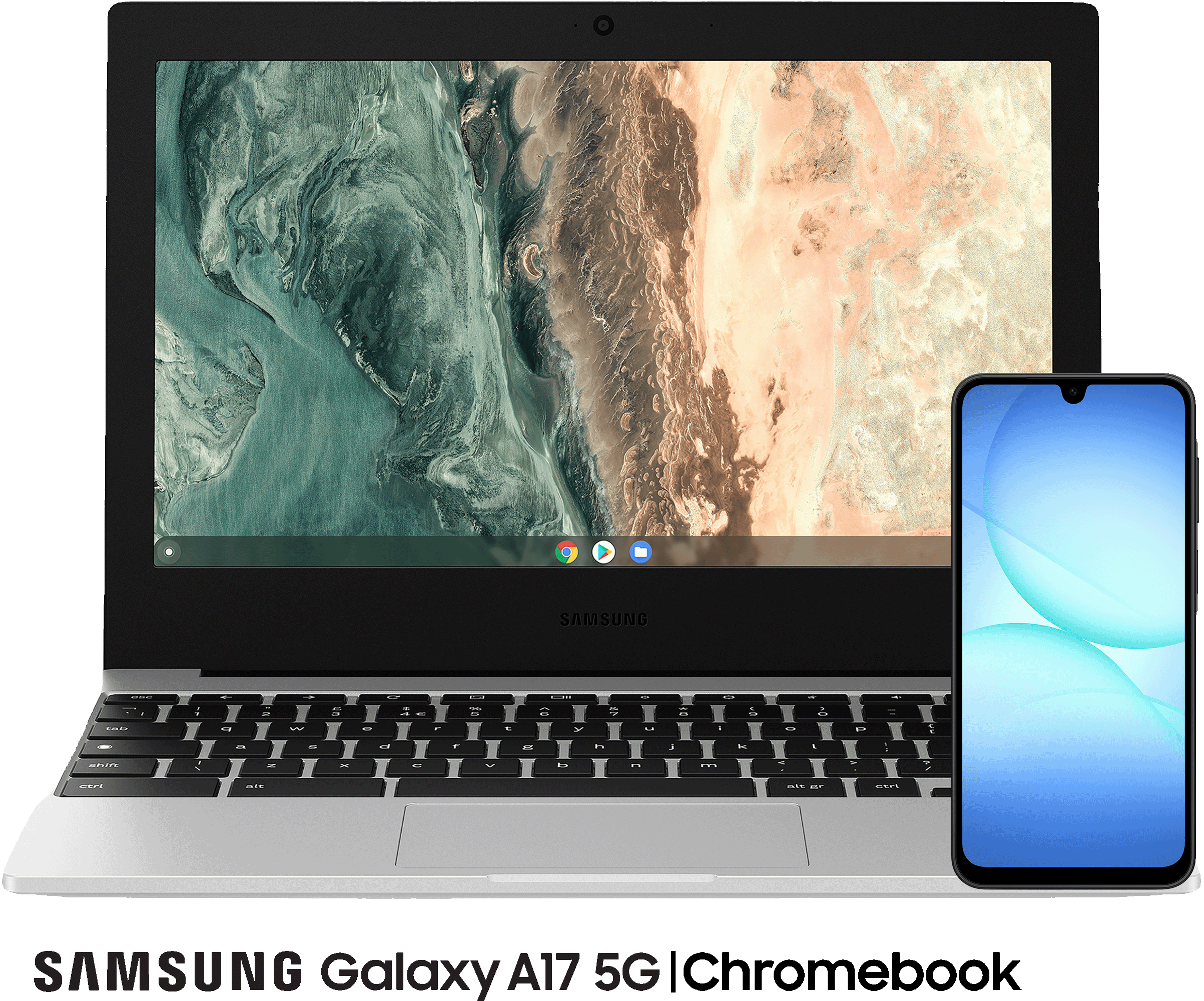 Samsung Galaxy A17 5G Black with Chromebook Go Silver 11" Wi-Fi Bundle